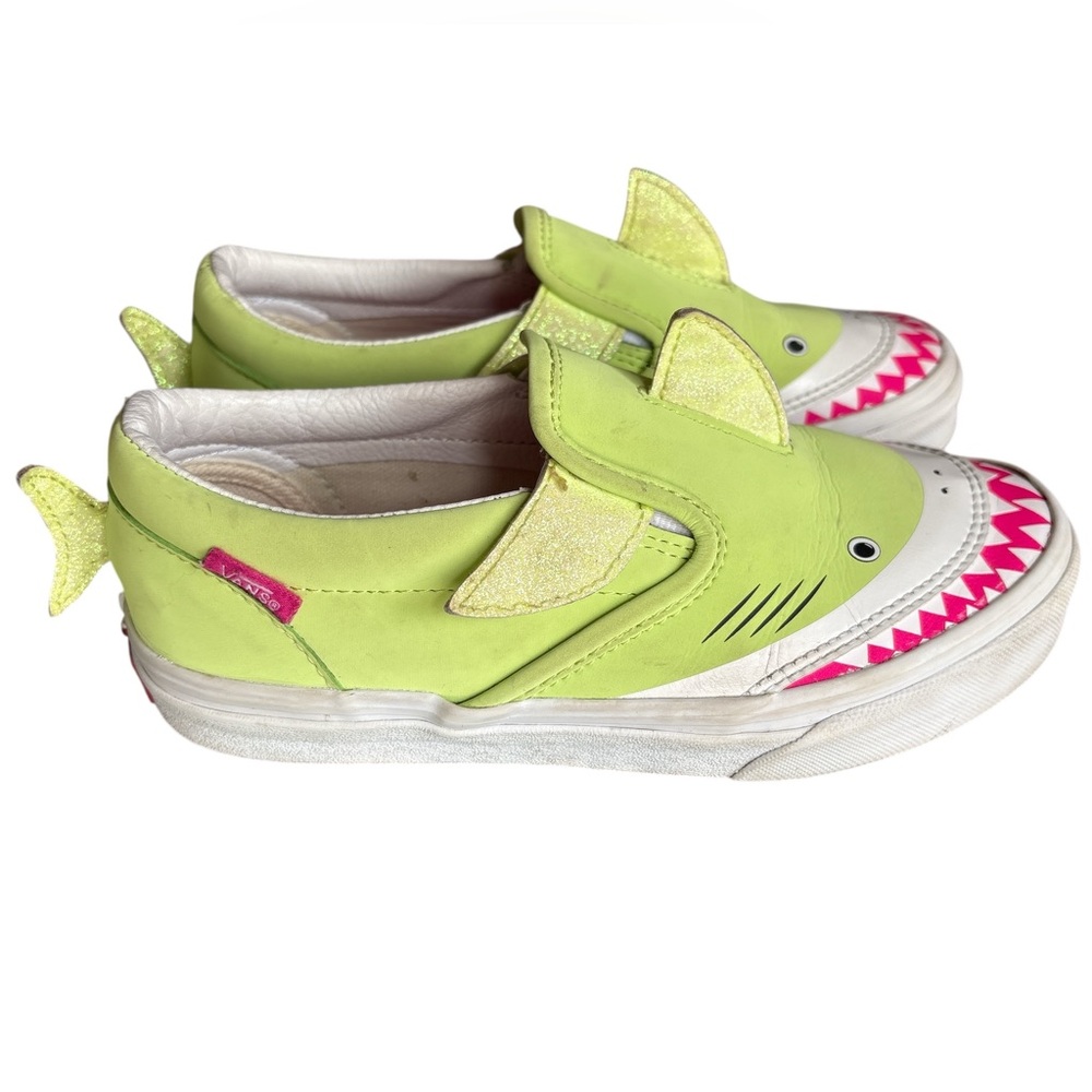 Vans Slip-On V Low Tops Casual Skateboarding Shoes Neon Green & Pink, Size 3 - Picture 2 of 8